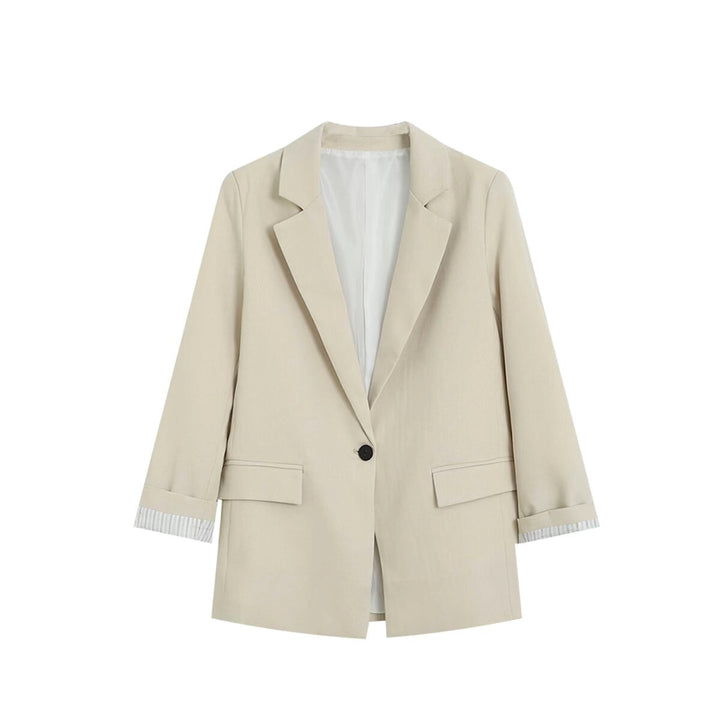 Damen Longline Ein-Knopf-Blazer mit Umschlagärmeln und Pattentaschen Drune
