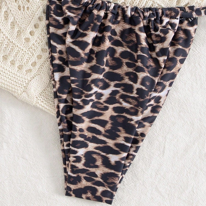 Damen Triangel-Bikini-Set mit Raffungen und Leo-Muster Drune