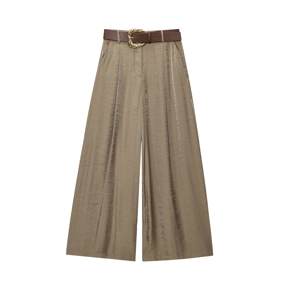 Damen 50+ weite High‑Waist Midirock mit zentralem Schlitz und dekorativem Gürtel Drune