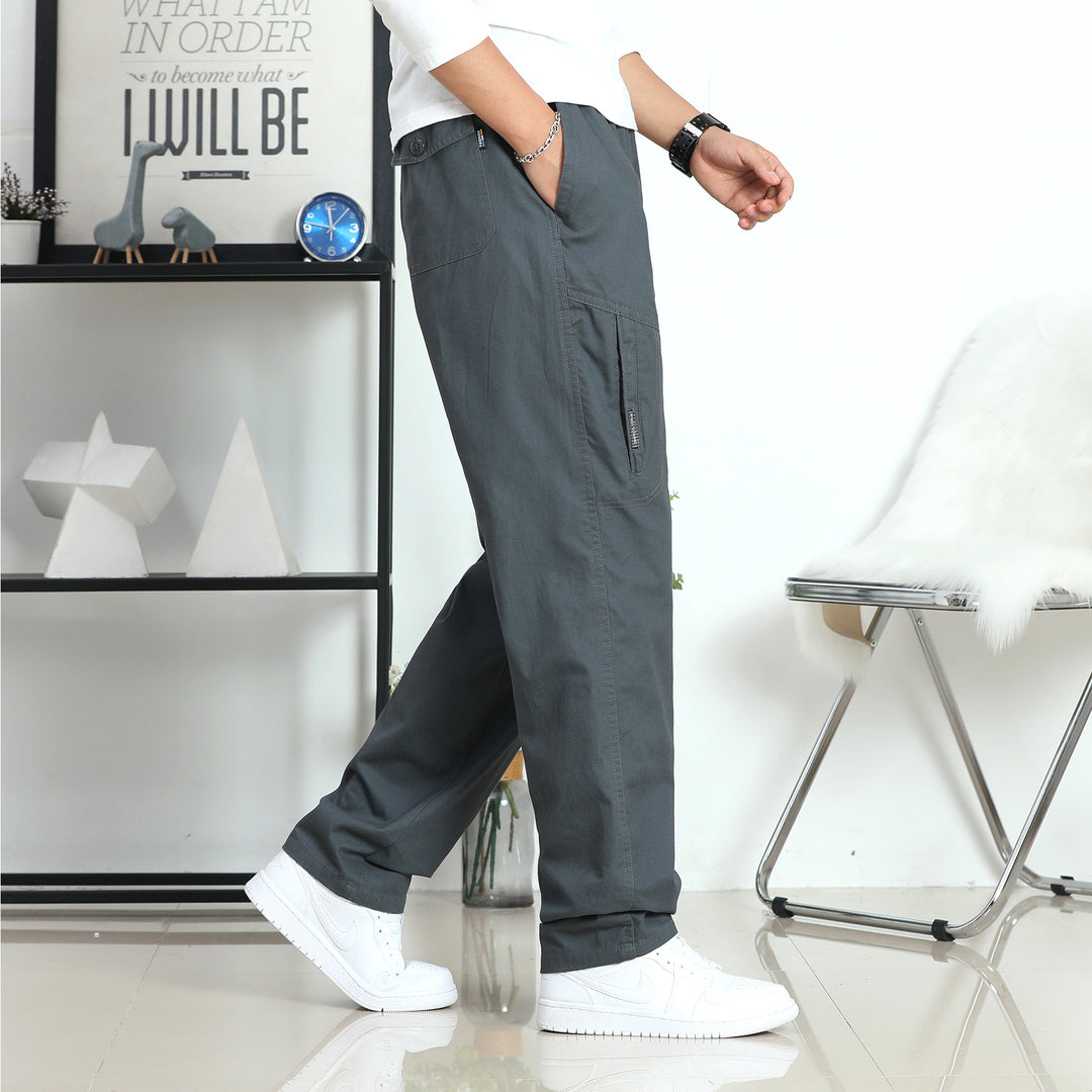 Herren Weite Cargohose im Utility‑Stil mit seitlicher Reißverschlusstasche und ergonomischen Nähten Drune
