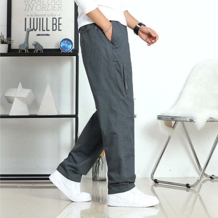 Herren Weite Cargohose im Utility‑Stil mit seitlicher Reißverschlusstasche und ergonomischen Nähten Drune