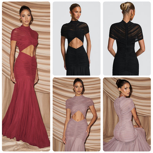 Damen Elegantes Abendkleid mit innovativem Cut-Out-Design und gefaltetem Stoff Drune
