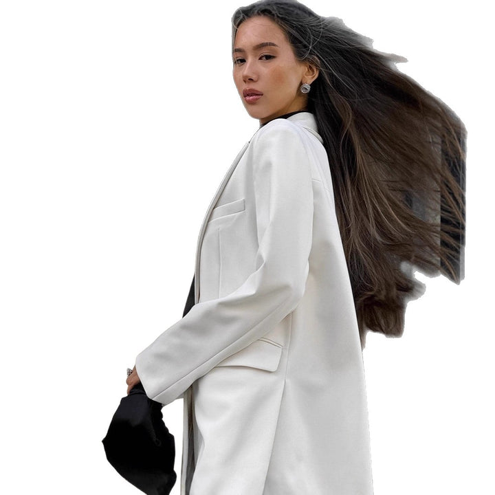 Damen Eleganter Oversized Blazer mit tiefem Schnitt und großen Pattentaschen Drune