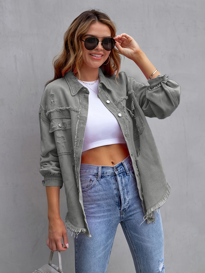 Weite Jeansjacke aus Baumwolle