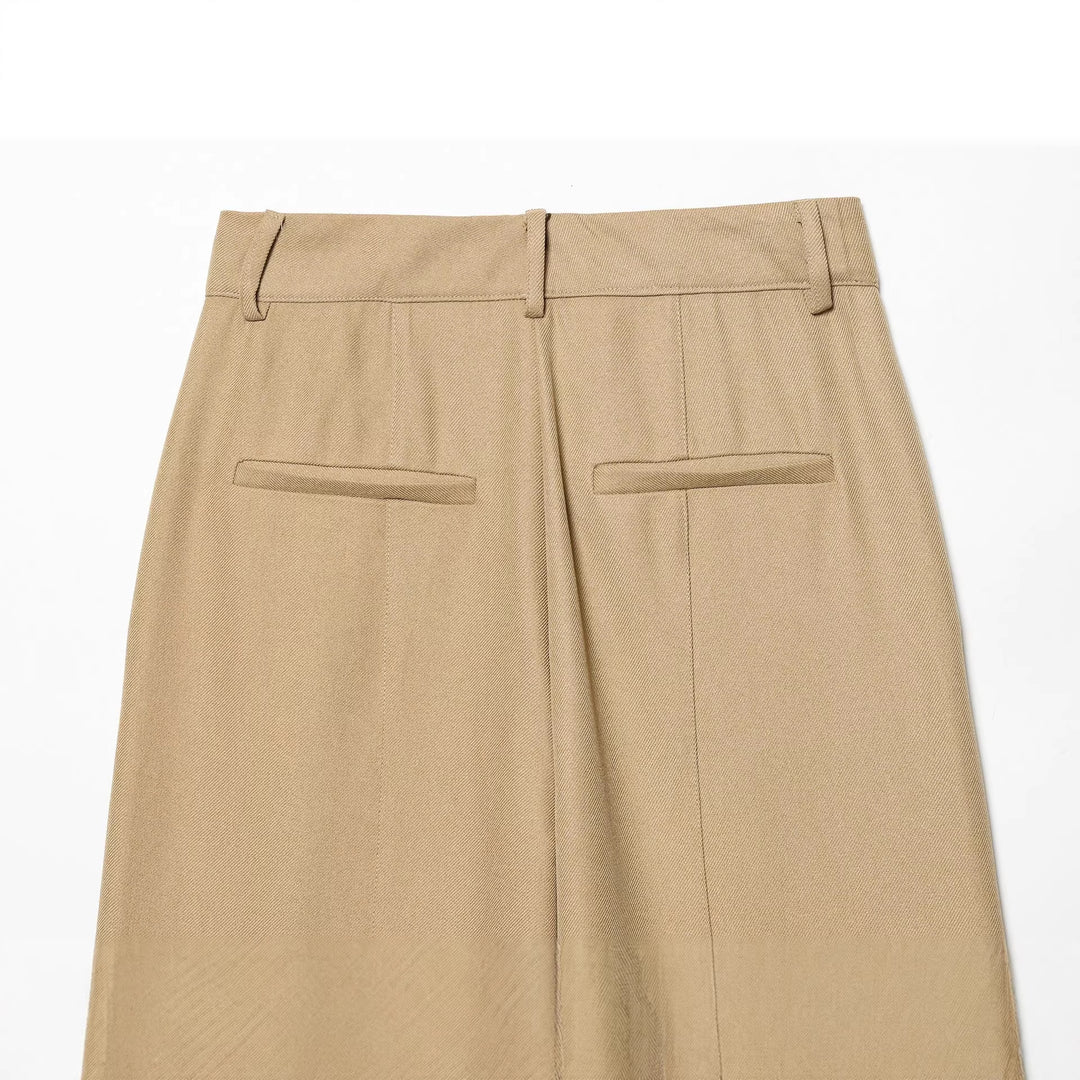 Damen nan elegante Highwaist-Hose mit Bügelfalte, verdeckter Hakenleiste und weitem Culotte-Schnitt Drune
