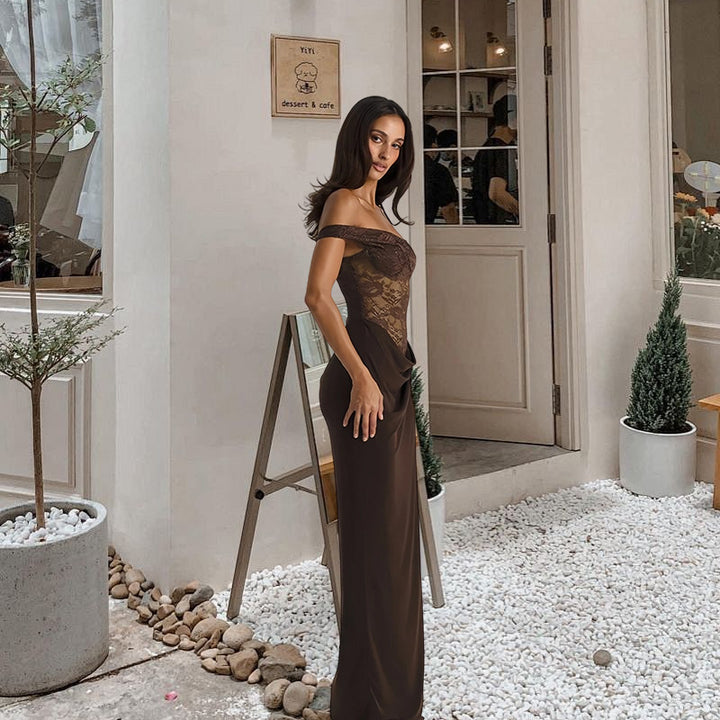 Damen Elegantes Abendkleid mit Spitze und tailliertem Schnitt Drune