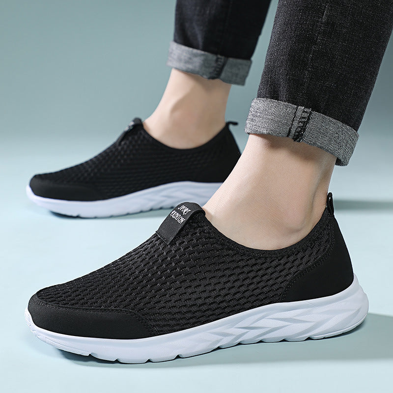 Herren leichte Slip-On Laufsneaker mit nahtlosem Maschenoberteil und stoßdämpfender Wellen-EVA-Sohle Drune