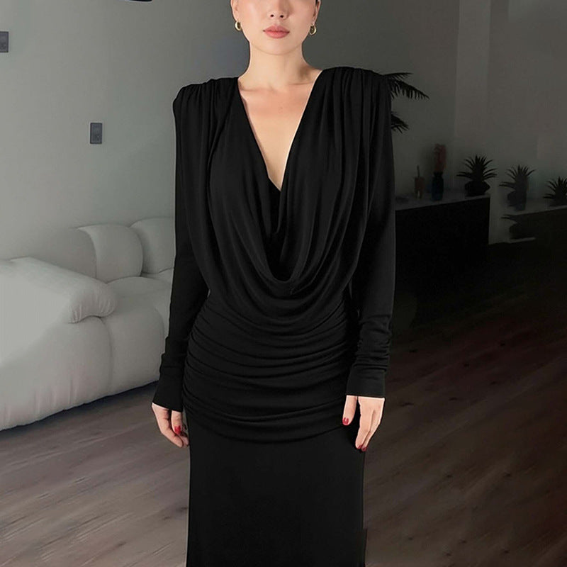 Damen Elegantes Maxikleid mit raffiniertem Wickelausschnitt und drapierten Details Drune