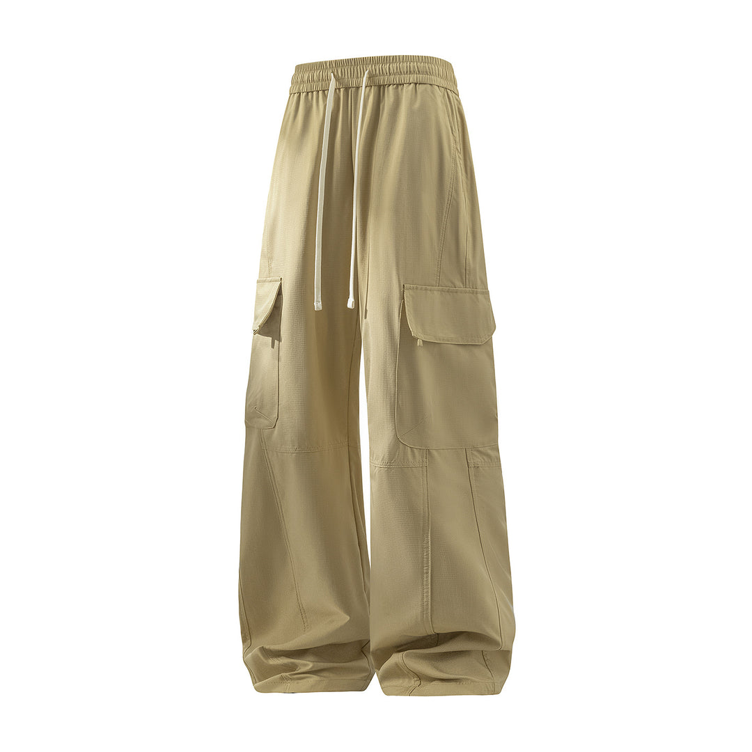 Herren Weite Cargo-Hose mit Tunnelzugbund, Utility‑Klappentaschen & entspannter Baggy‑Silhouette Drune