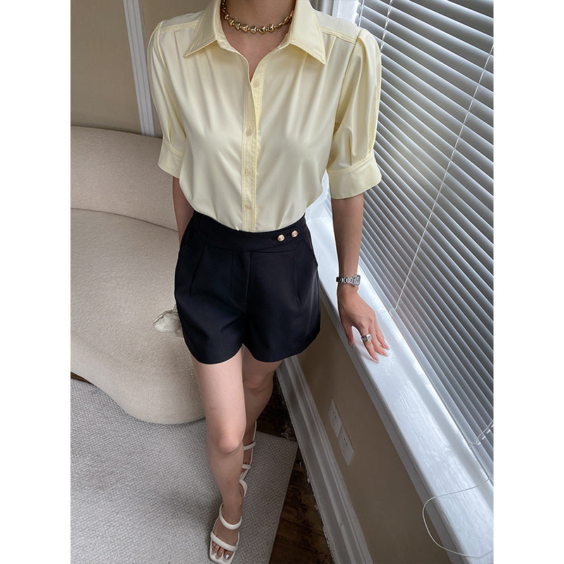 Damen Elegante Bluse mit Puffärmeln Drune