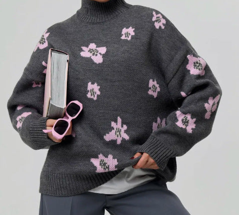 Damen Modischer Pullover mit floralen Mustern