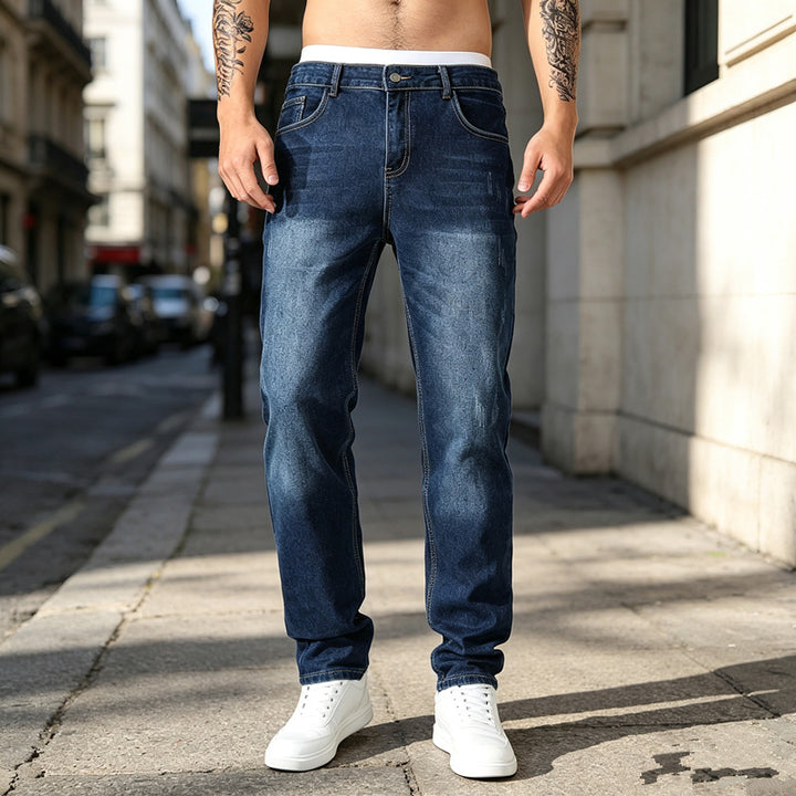 Herren Elegante Slim-Fit Jeans mit modischem Used-Look Drune
