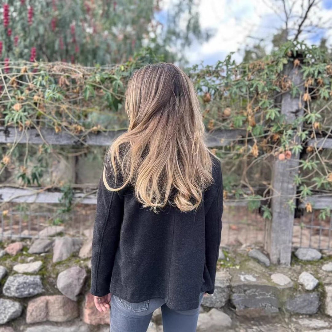 Damen Kurzer Wollmix-Mantel mit großem Schalkragen, doppelreihiger Knopfleiste und Eingrifftaschen Drune