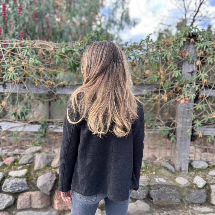 Damen Kurzer Wollmix-Mantel mit großem Schalkragen, doppelreihiger Knopfleiste und Eingrifftaschen Drune