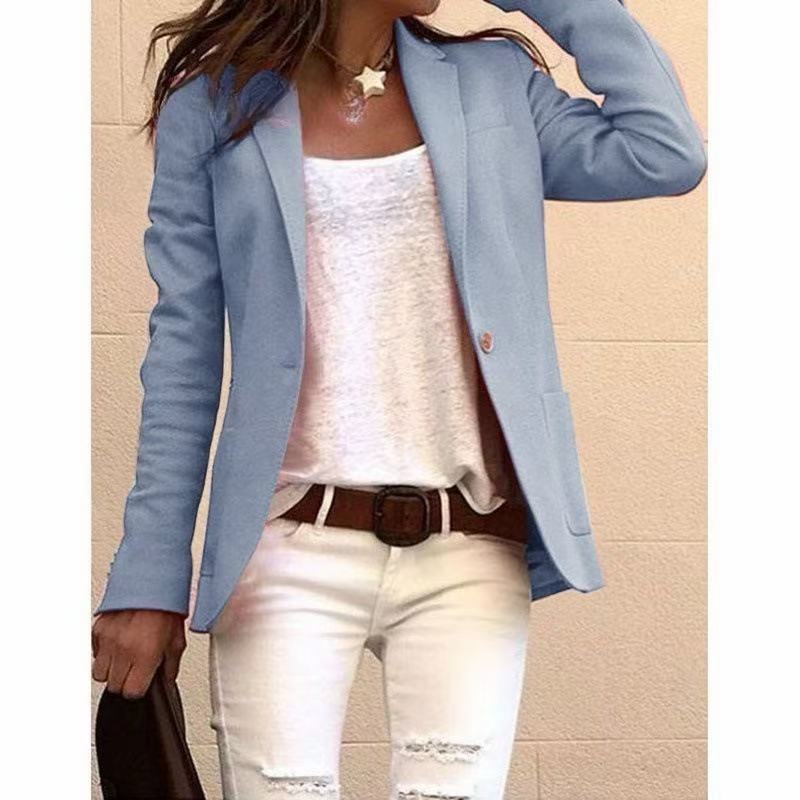 Damen Taillierter Ein-Knopf-Blazer mit aufgesetzten Taschen Drune