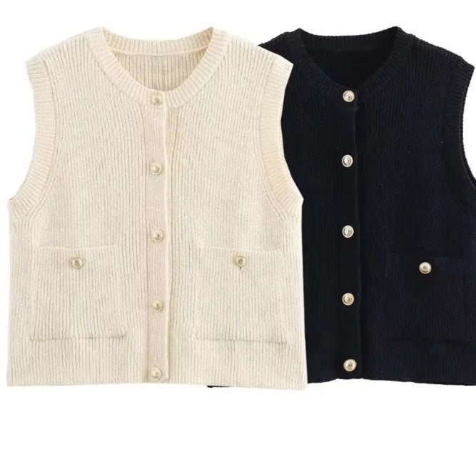 Damen Strickjacke mit Knopfdetails und dekorativen Taschen Drune