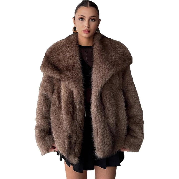 Damen Kunstfell-Jacke mit luxuriösem Schnitt und voluminösen Ärmeln Drune