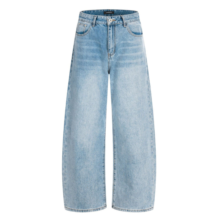 Damen Weite Cropped-Denim-Culotte mit hoher Taille und Fünf‑Taschen‑Details Drune