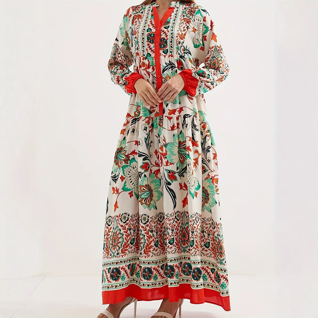 Damen Maxikleid mit floralem Muster Drune