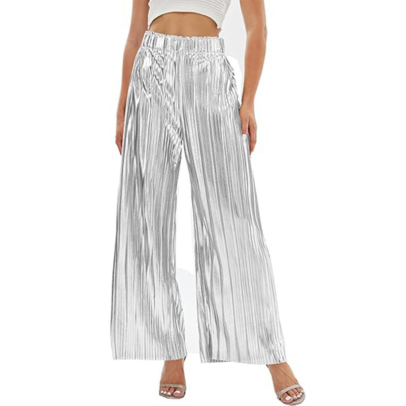 Damen Elegante Plisseehose mit elastischem Bund Drune