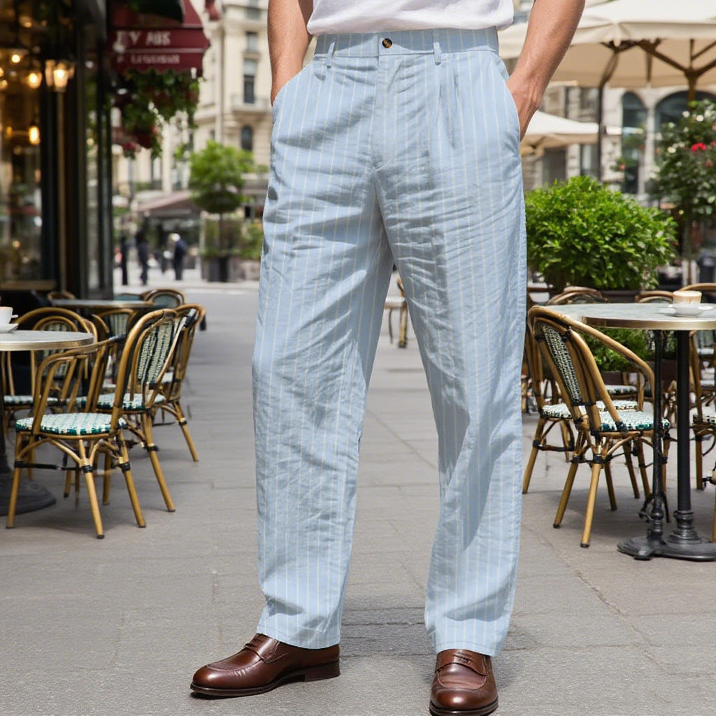 Herren Elegante Anzughose mit vertikalen Streifen Drune