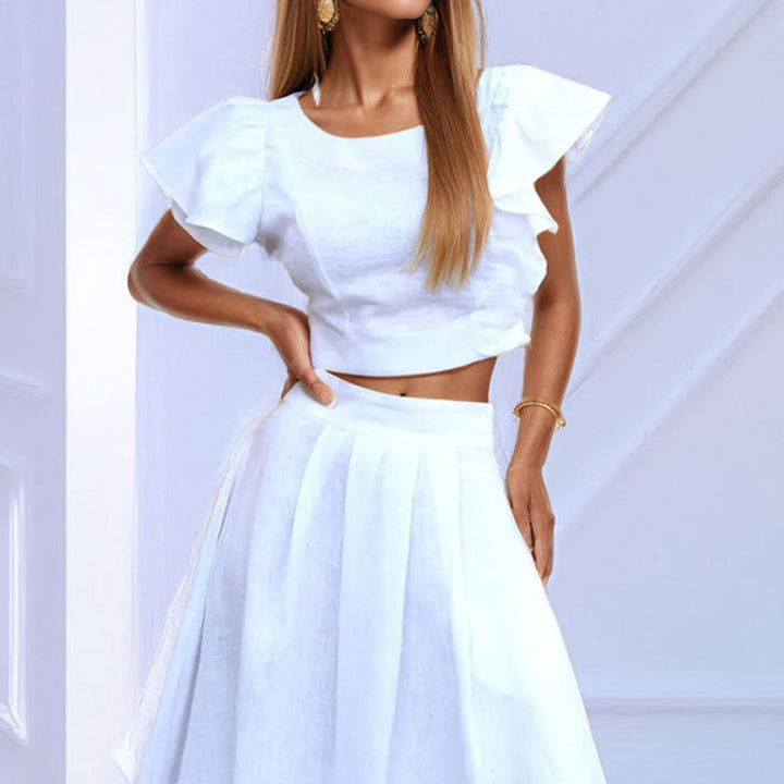 Damen Elegantes Sage-Set mit Rüschensäumen Drune