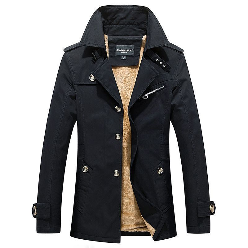 Herren Manteljacke im Trench-Peacoat-Mix mit Sherpa-Futter Drune