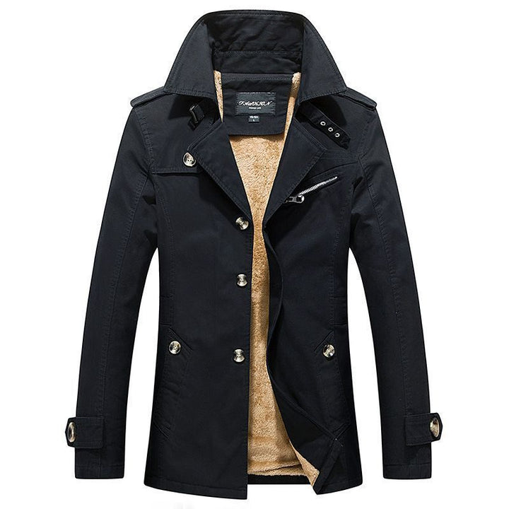 Herren Manteljacke im Trench-Peacoat-Mix mit Sherpa-Futter Drune