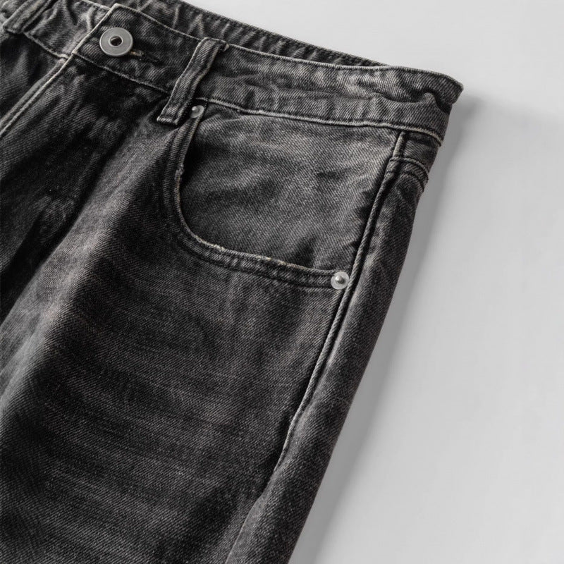 Herren Locker geschnittene Straight-Jeans im Workwear-Stil mit Used-Effekt Drune