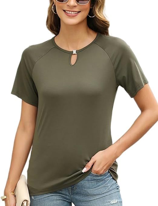 Damen modisches T-Shirt mit dekorativem Schlitz Drune