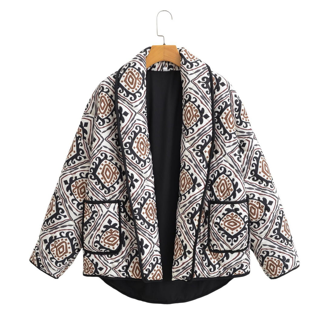 Damen Stepp-Kimonojacke mit grafischem Ethno-Print und Taillengürtel Drune