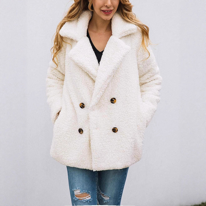 Damen kuschelige Fleece-Parka mit Doppelreihe Drune