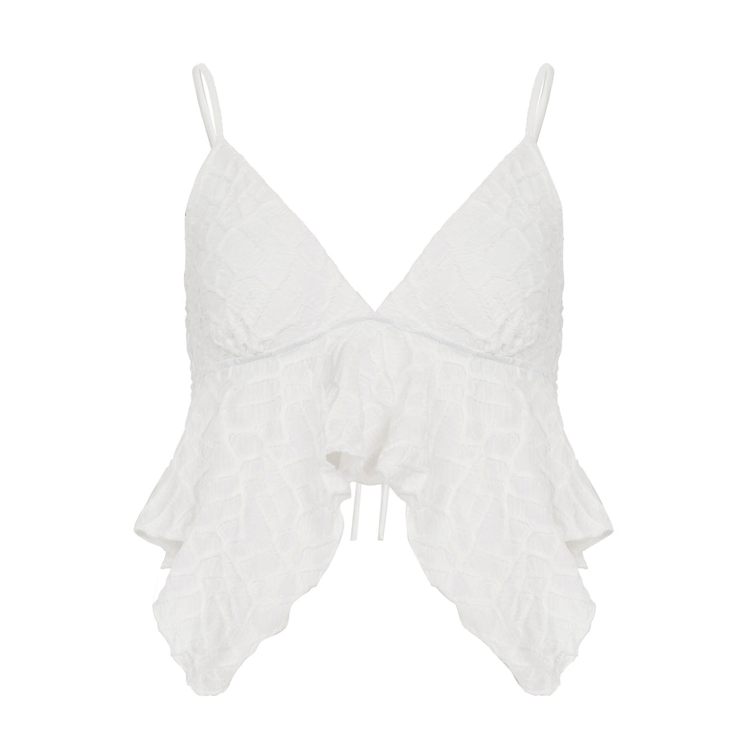 Damen verspieltes Crop-Top mit eleganten Rüschendetails Drune