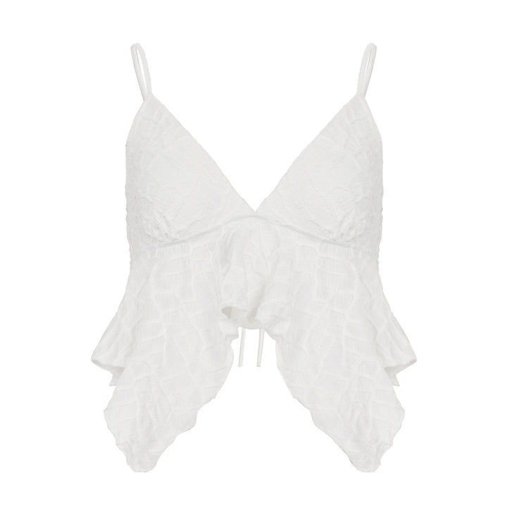 Damen verspieltes Crop-Top mit eleganten Rüschendetails Drune