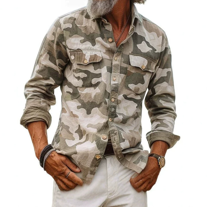 Herren Camouflage-Langarmhemd