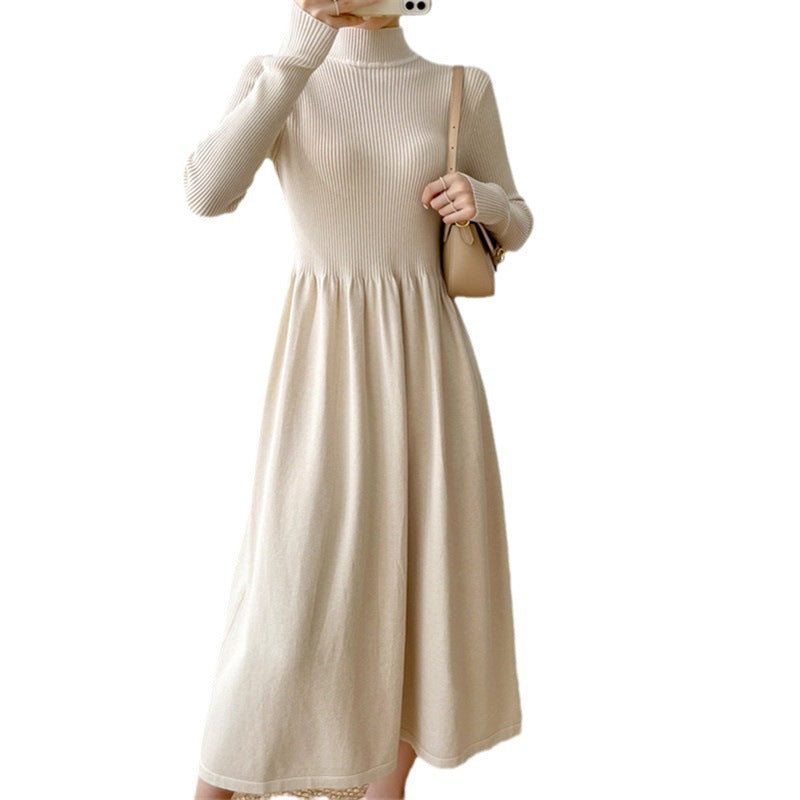 Damen Freizeitkleid mit hohem Kragen und weitem Schnitt Drune