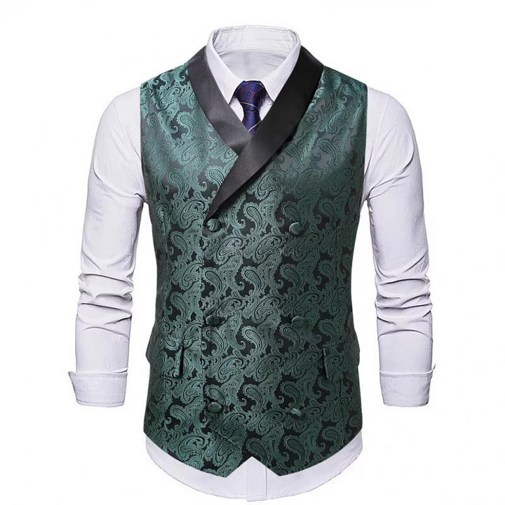 Herren Satin-Paisley-Weste mit Schalkragen und tailliertem Smoking-Look Drune
