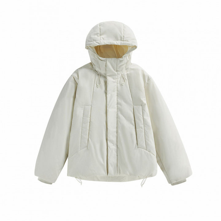 Unisex Kurze wattierte Kapuzen-Übergangsjacke im Boxy-Cut mit hohem Stehkragen Drune