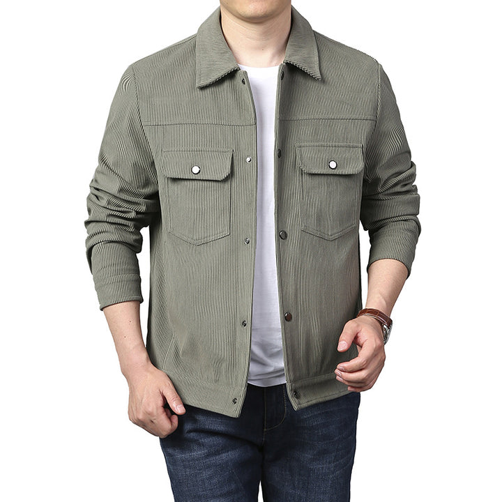 Herren Cord-Truckerjacke mit Druckknopfleiste und Brustklappen Drune