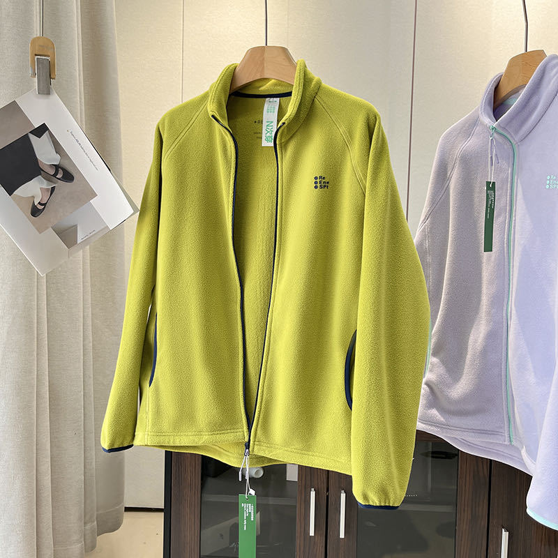 Damen weiche Fleecejacke mit hohem Kragen und seitlichen Reißverschlusstaschen Drune
