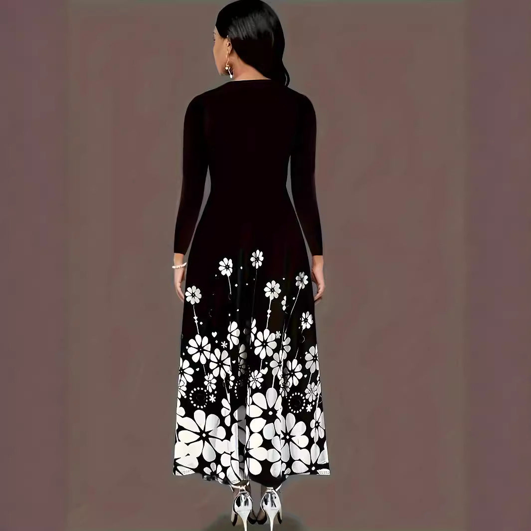 Damen Maxikleid mit floralem Design und praktischen Seitentaschen Drune