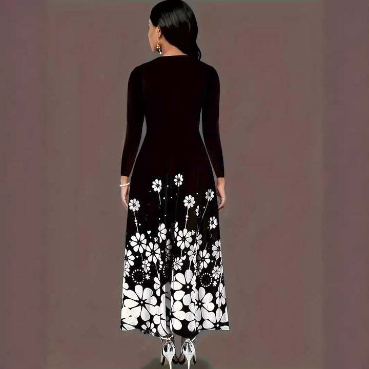 Damen Maxikleid mit floralem Design und praktischen Seitentaschen Drune