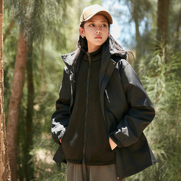 Herren Zwei-in-Eins detailreiche Outdoor-Shelljacke mit abnehmbarer Microfleece-Innenjacke Drune