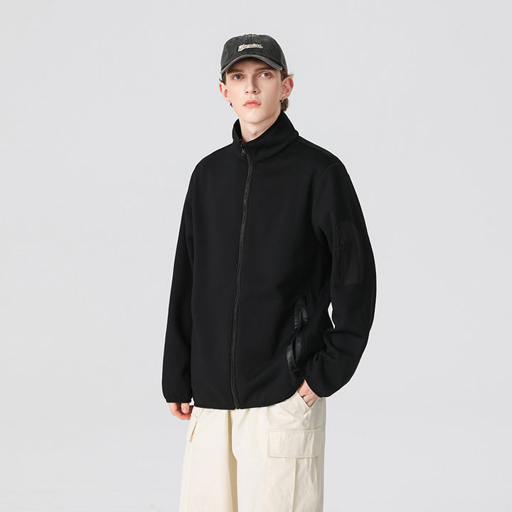 Herren Leichte Softshell-Fleecejacke mit Stehkragen, durchgehendem Reißverschluss und Ärmeltasche Drune