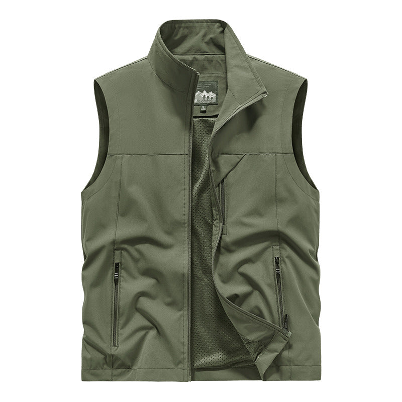 Herren Atmungsaktive Softshell-Outdoorweste mit Mesh‑Innenfutter und Reißverschlusstaschen Drune