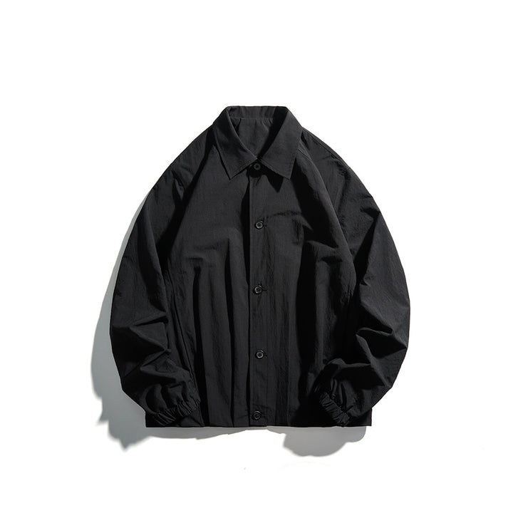 Unisex Leichte Hemdjacke im Boxy-Schnitt mit Holzknopfleiste und elastischen Bündchen Drune