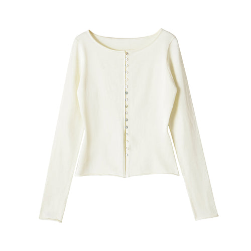 Damen Feinstrick Cropped-Cardigan mit Perlmuttknopfleiste Drune