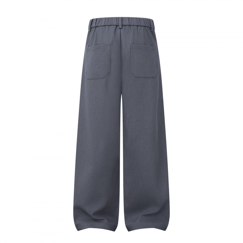 Damen Weite Highwaist-Hose mit Kellerfalten, Gürtelschlaufen und Cropped-Bein Drune