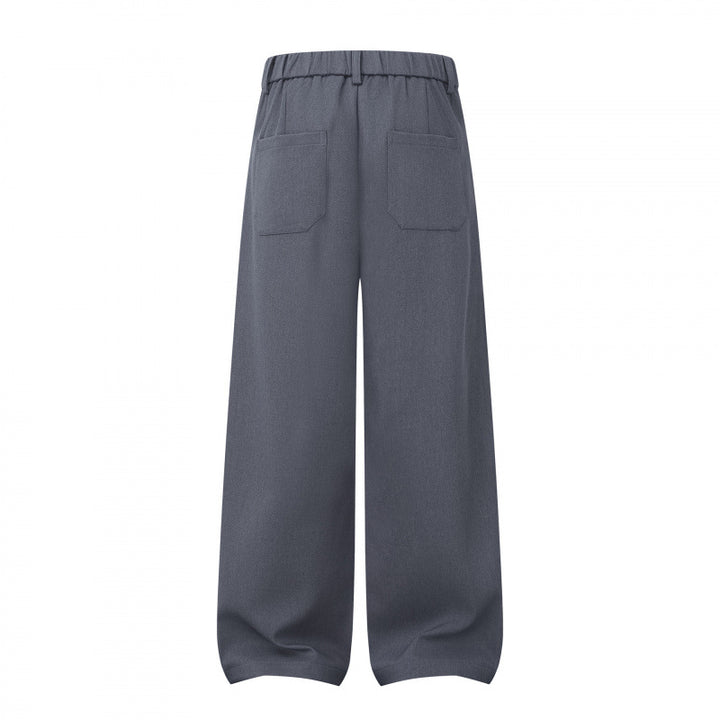 Damen Weite Highwaist-Hose mit Kellerfalten, Gürtelschlaufen und Cropped-Bein Drune