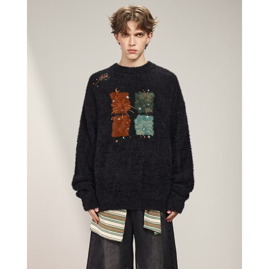 Herren Gemütlicher Grobstrickpullover mit einzigartigem Tiermotiv Drune
